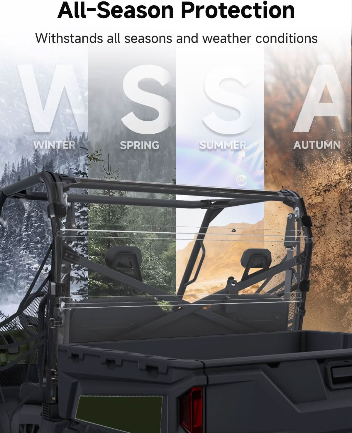 Kemimoto Hard-Coated Rear Windshield for Polaris Ranger 570/800 Full Size