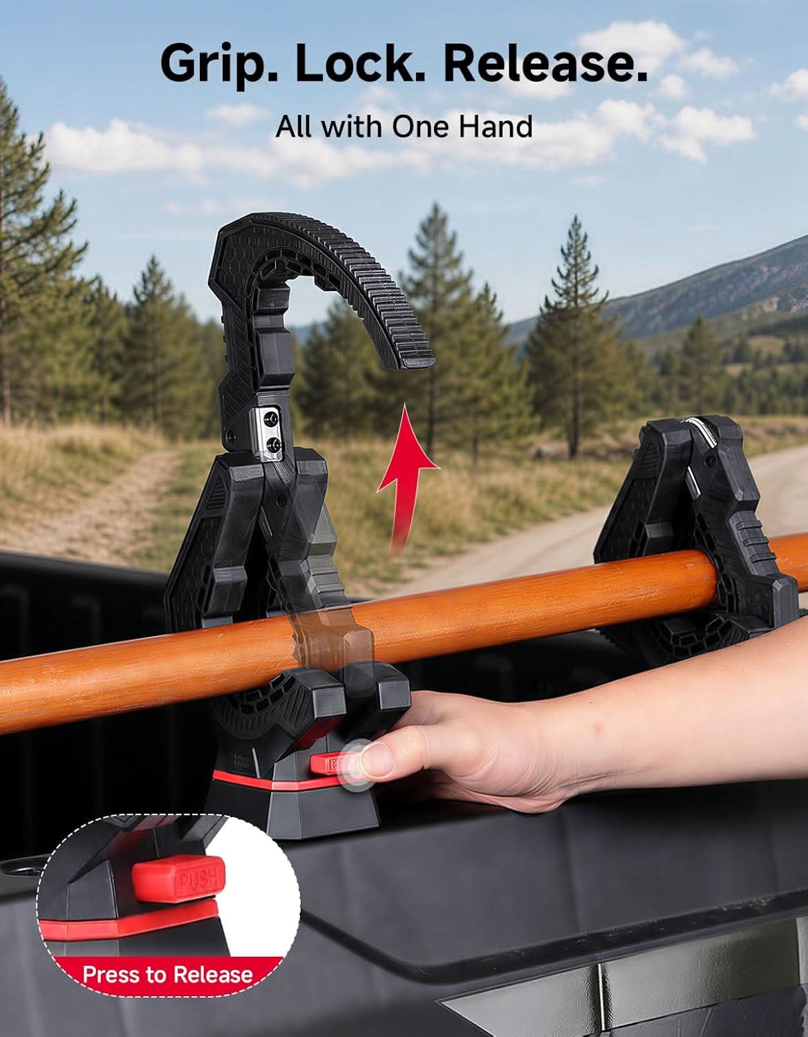Kemimoto Ratcheting UTV Hunting Tool Rack for Polaris Ranger