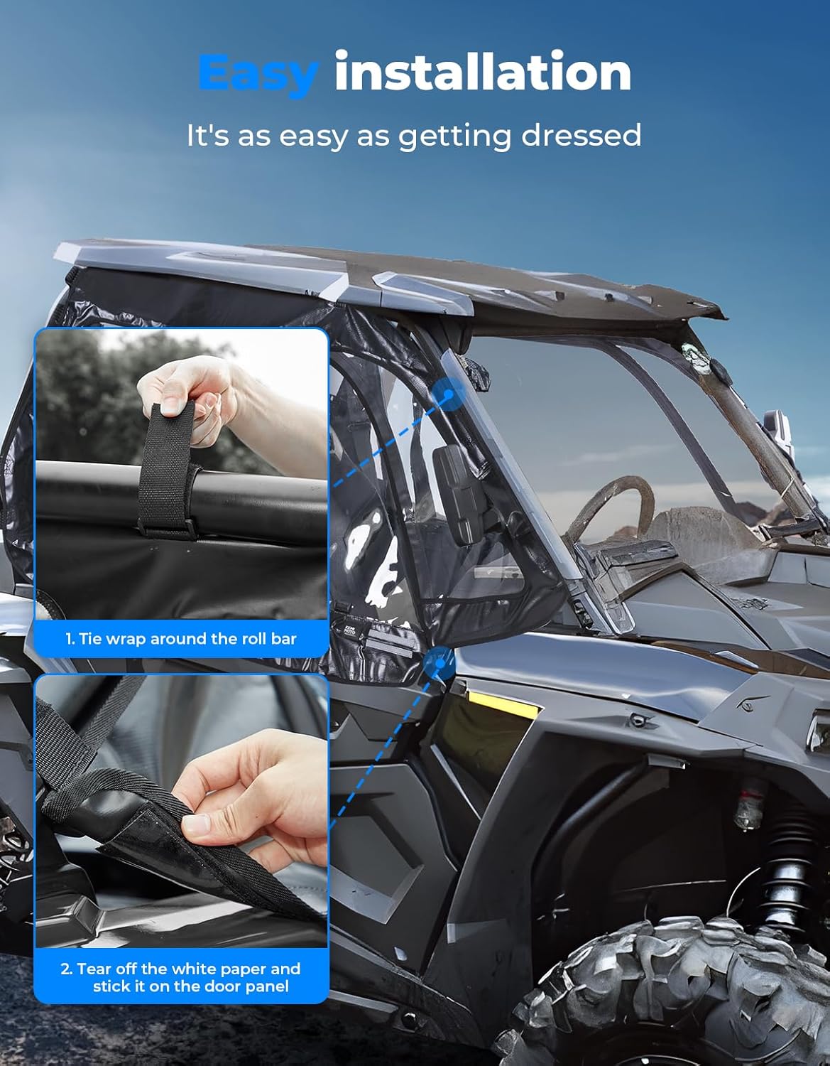 Soft Cab Enclosure Upper Windows for 2014-2023 Polaris RZR XP 1000/Turbo