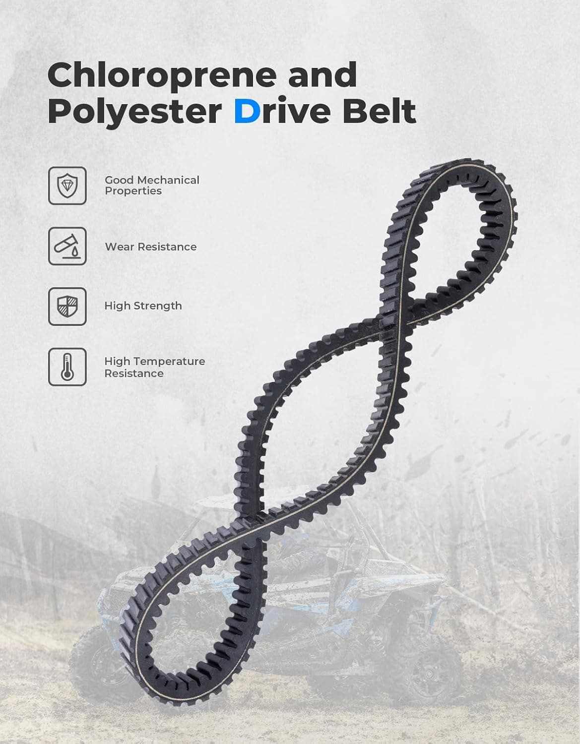 Kemimoto Drive Belt Chloroprene Rubber for Polaris RZR XP 1000