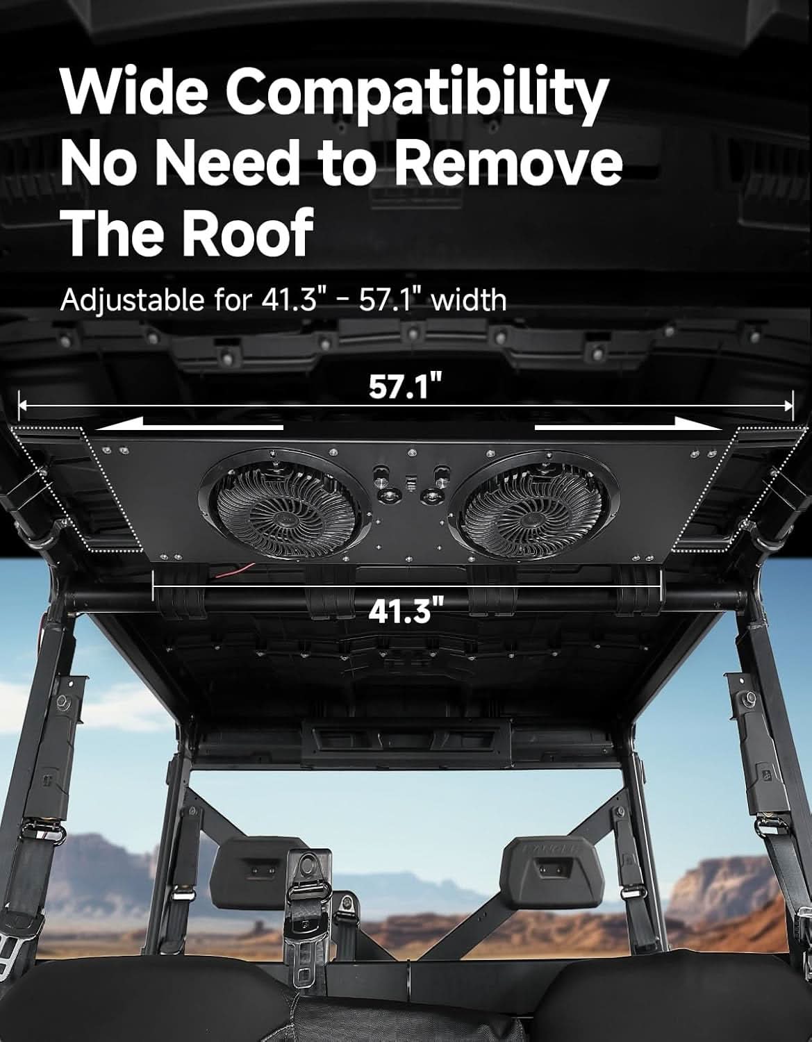 Kemimoto UTV Roof Fan with Lights for Polaris Defender