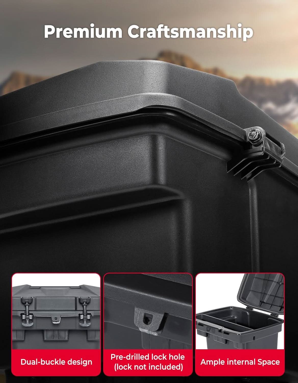 Kemimoto 5.8GAL Bed Storage Box for Polaris Ranger 1500 XD