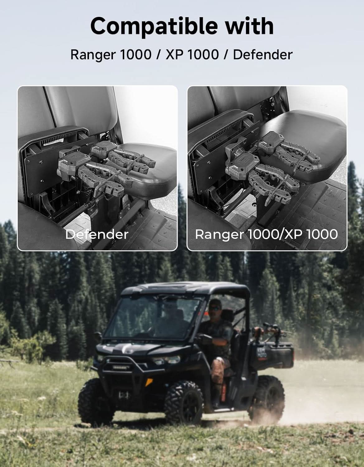 Kemimoto UTV Seat Gun Rack Vertical Saving for Defender Ranger