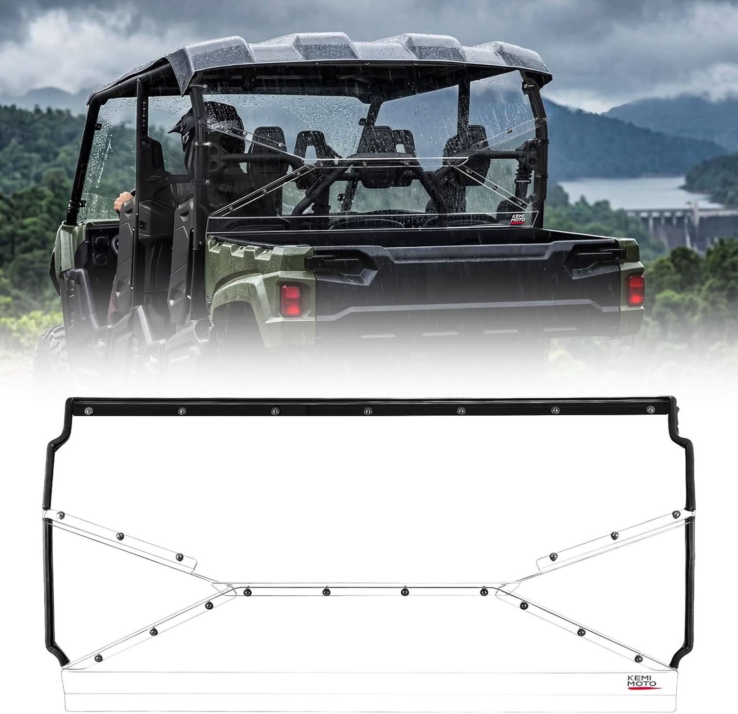 Kemimoto Rear Windshield Hard-Coated Polycarbonate for Yamaha Viking