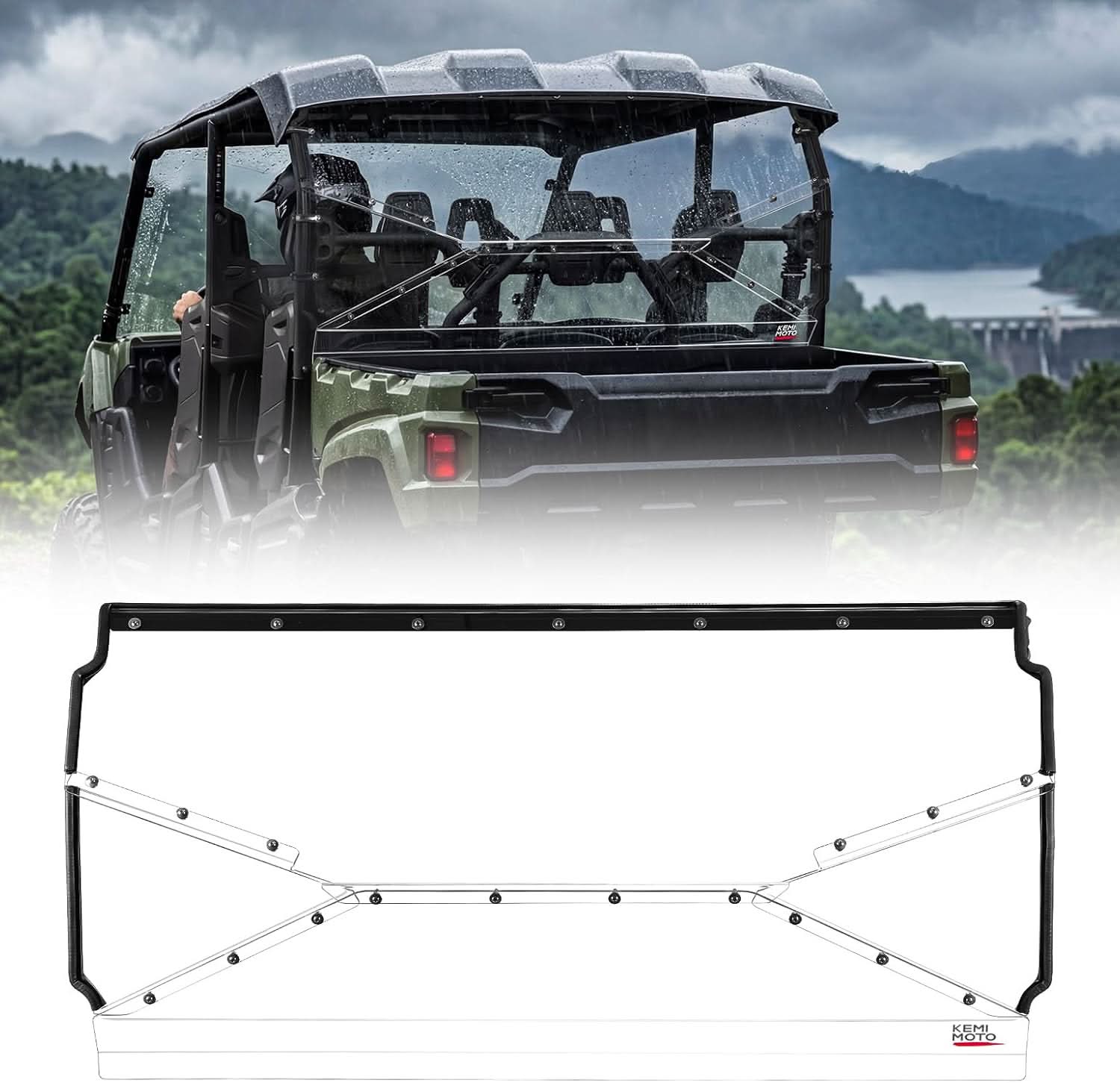 Kemimoto Rear Windshield Hard-Coated Polycarbonate for Yamaha Viking