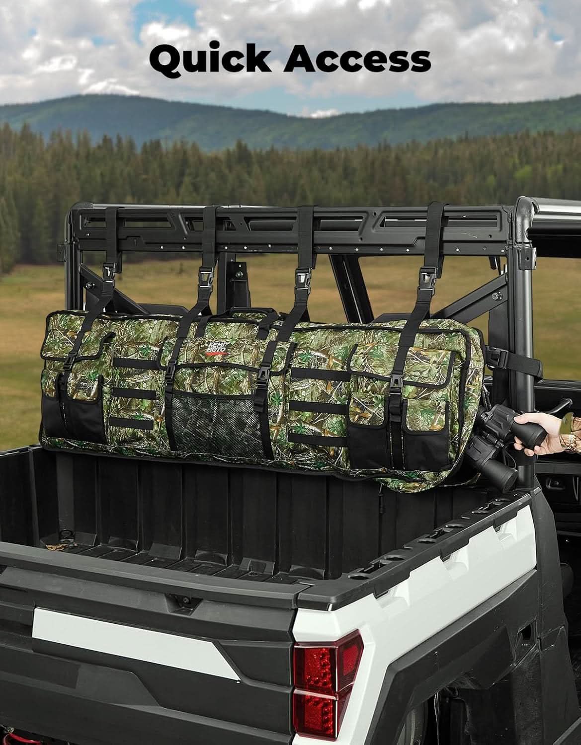 Kemimoto UTV Hunting Tool Bag Rack Rear Cage Case