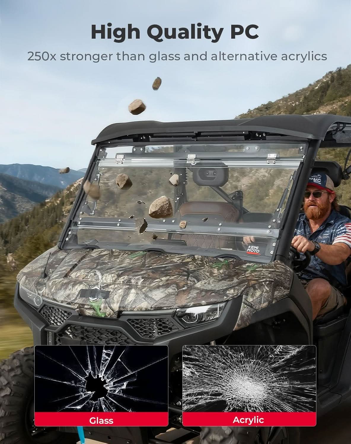 Kemimoto 3-IN-1 Flip Windshield for CFMOTO UFORCE U10