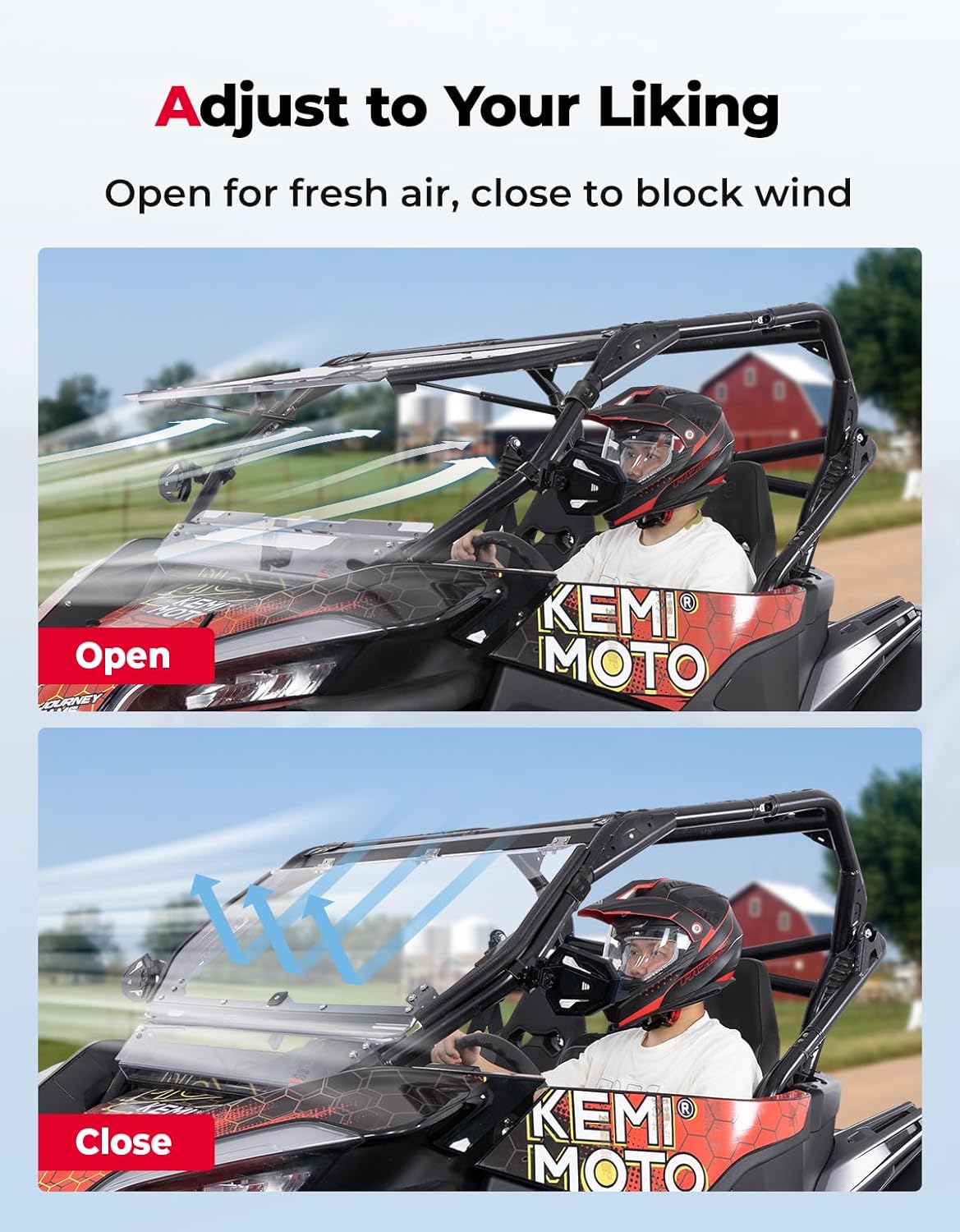 Kemimoto 2-in-1 Flip Windshield for CFMOTO ZForce 950