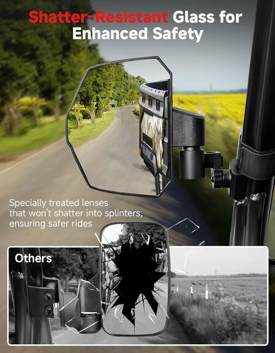 Kemimoto Heavy-Duty UTV Side View Mirrors