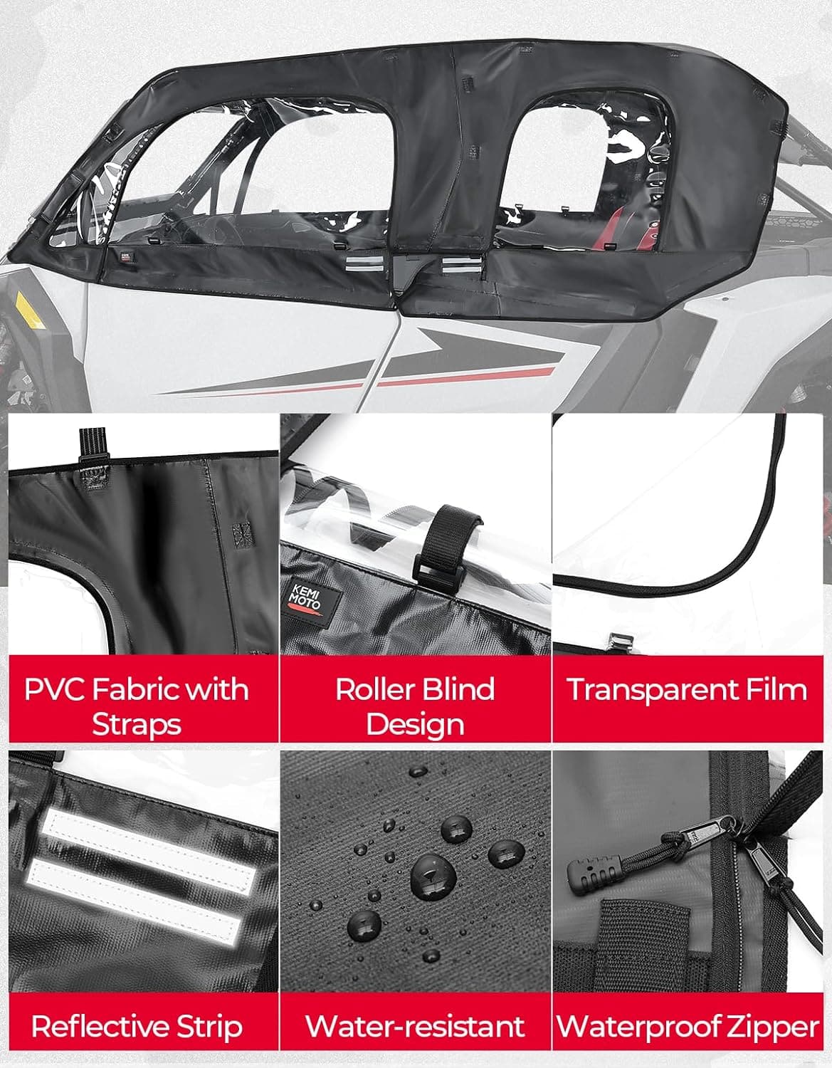 Kemimoto Cab Enclosure for Polaris RZR XP 4 1000 2024‑2025