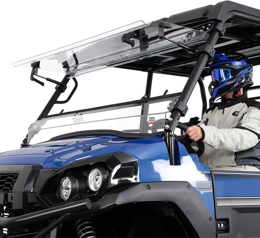 Kemimoto 3-in-1 Flip Windshield Polycarbonate for Kawasaki Mule Pro FXT