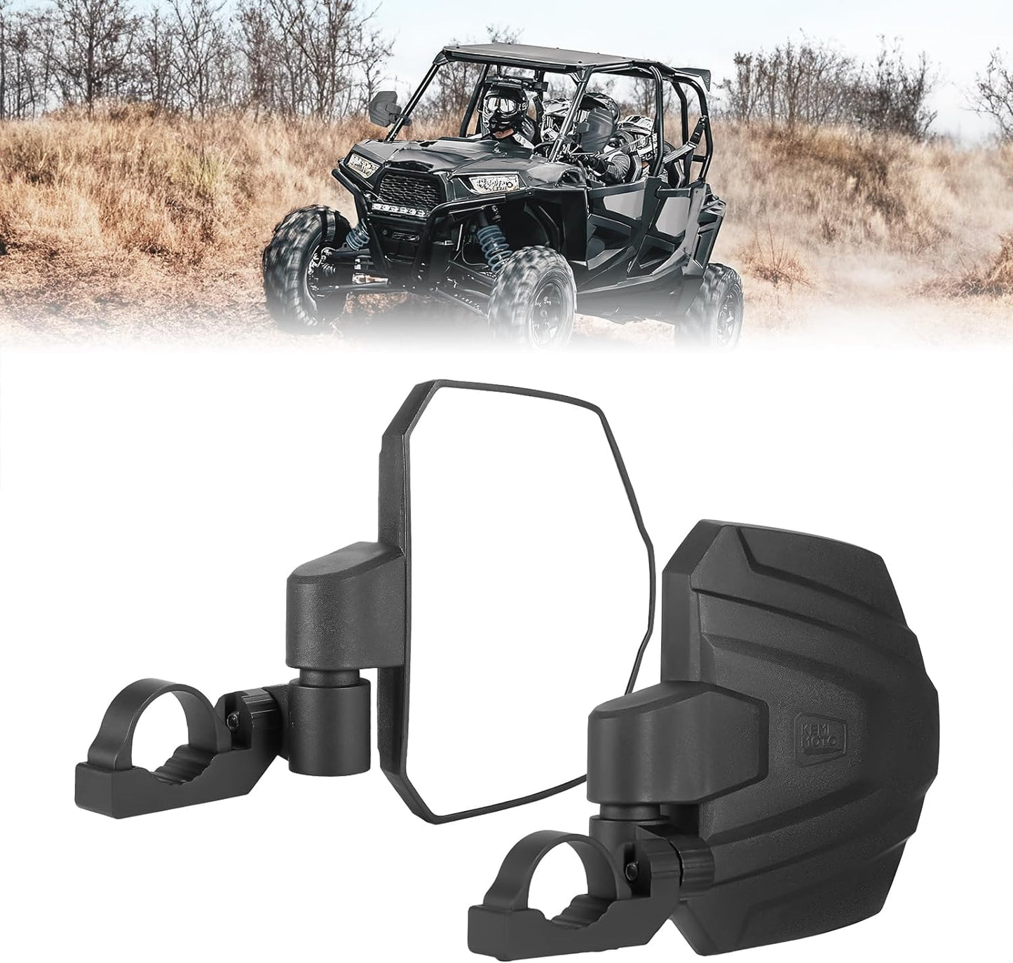Kemimoto UTV Large View Side Mirrors for Roll Bar