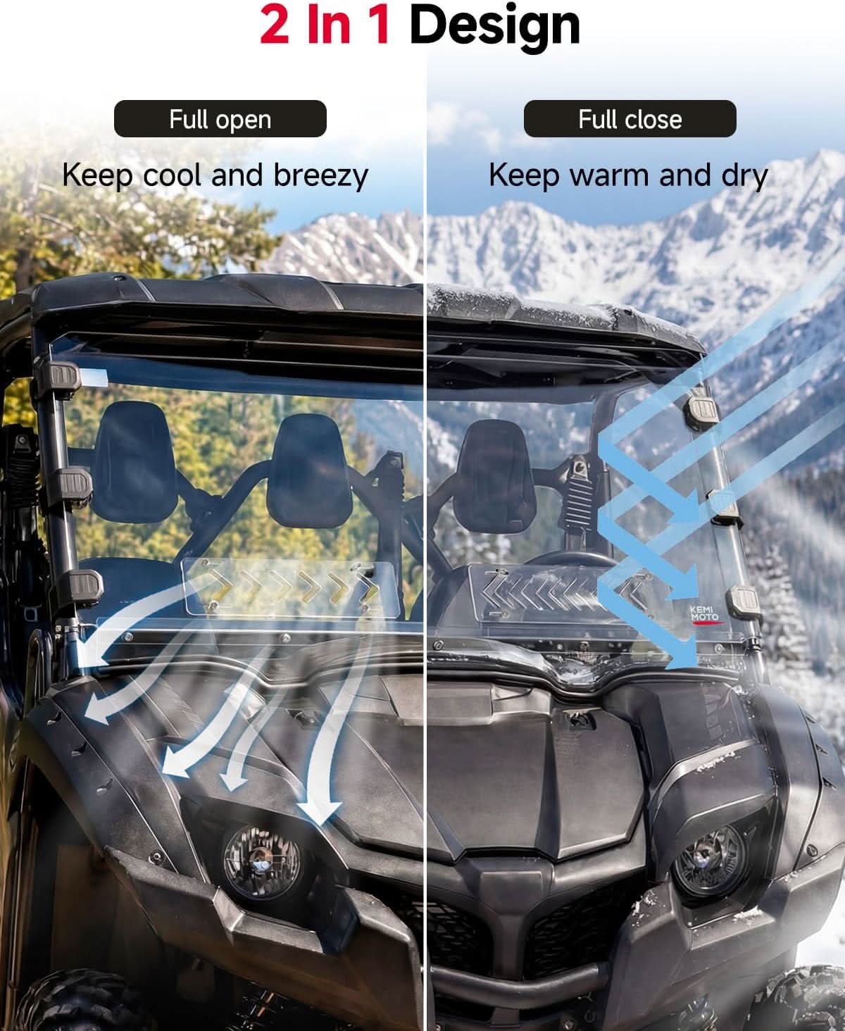 Kemimoto Sliding Vented Windshield for Yamaha Viking VI UTV