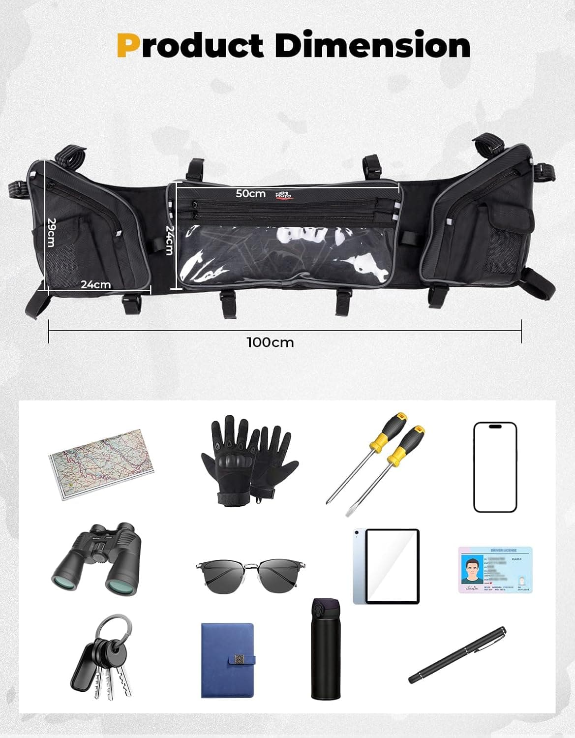 Kemimoto UTV Roof Bag for 2024-2025 Polaris RZR XP 1000