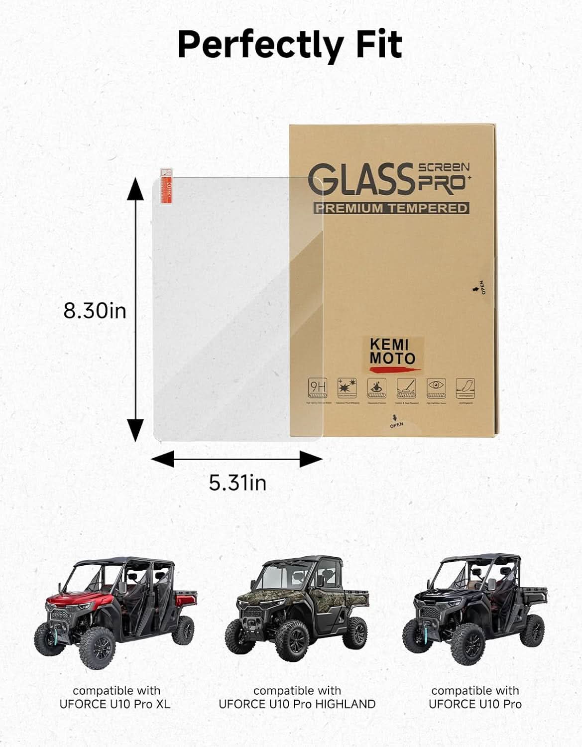 Kemimoto Glass Screen Protector for CFMOTO U10 9H