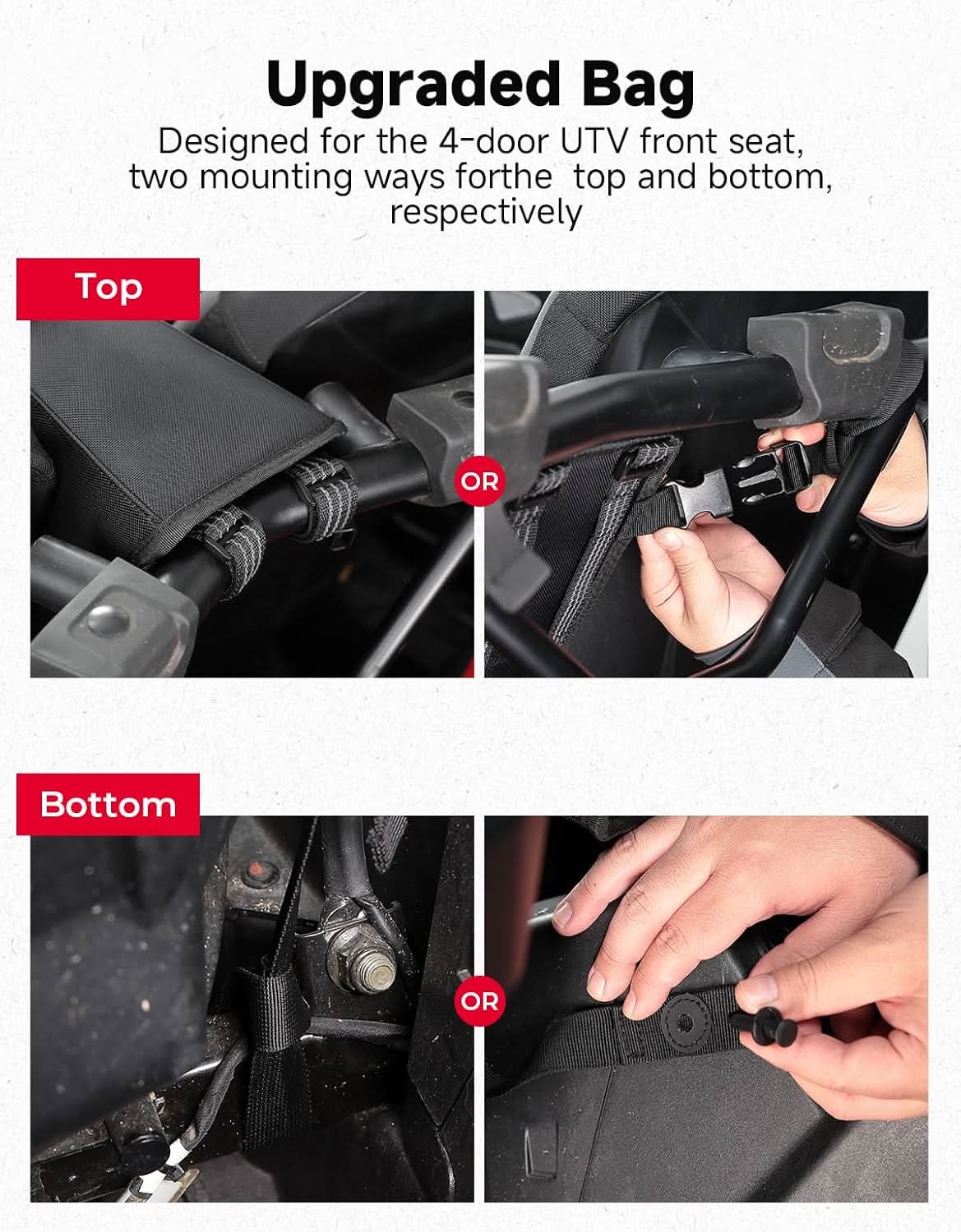 Kemimoto UTV Center Seat Storage Bag 10L For Polaris RZR