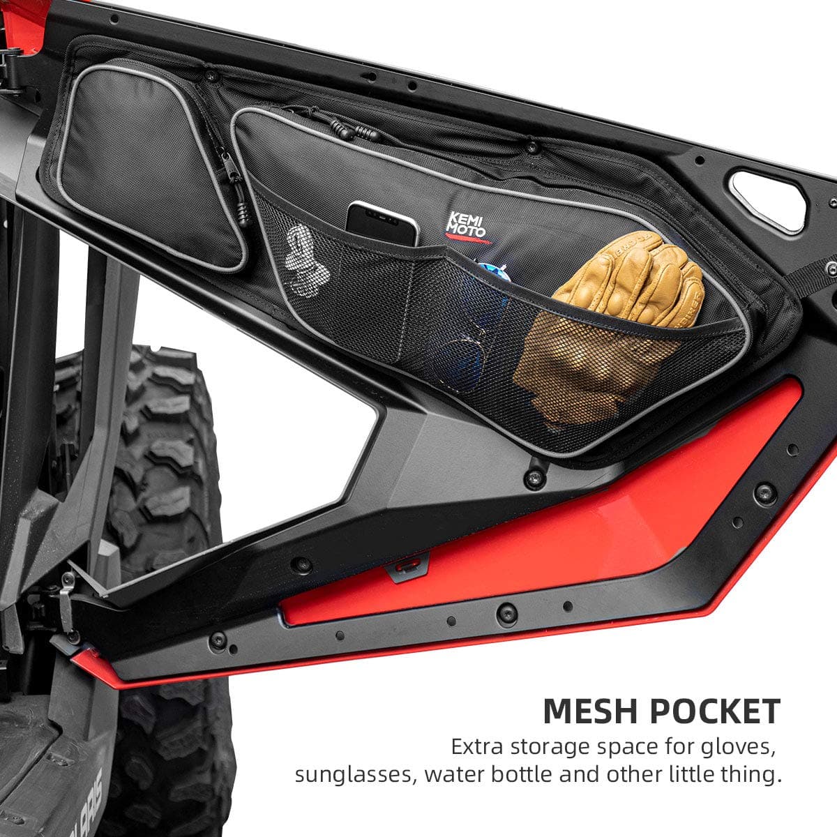 Kemimoto Front Door Bag Removable Knee Pad for RZR XP