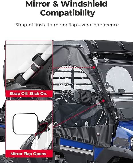 Kemimoto Soft Upper Doors Custom-Fit for Kawasaki Mule Pro FXT/DTX