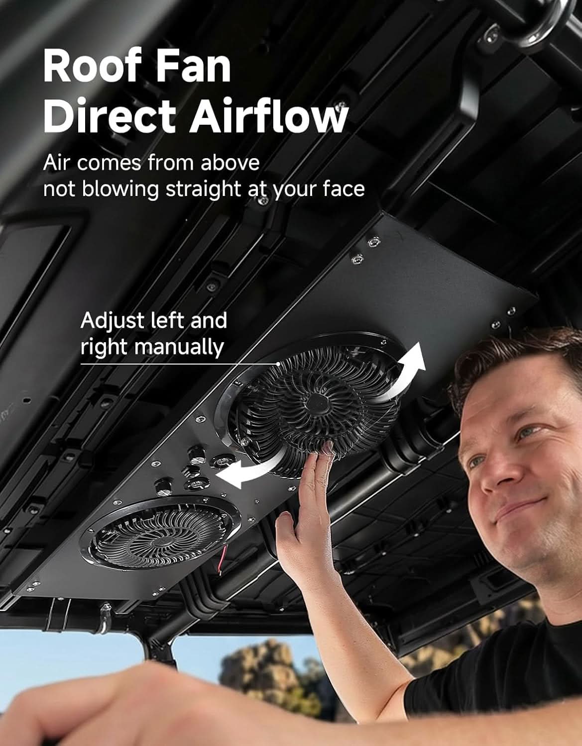 Kemimoto UTV Roof Fan with Lights for Polaris Defender