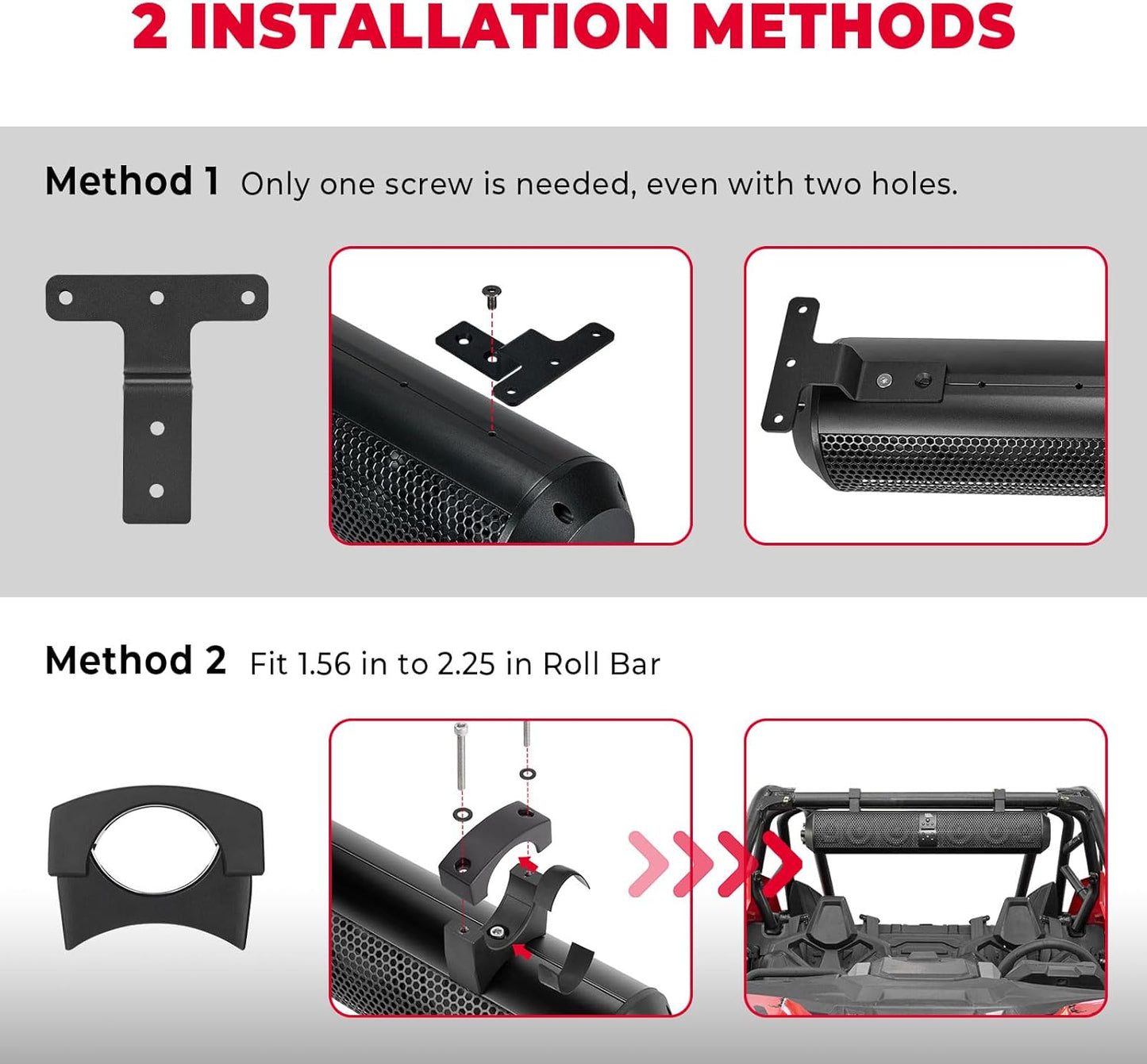 Kemimoto Waterproof Bluetooth UTV Sound Bar 500W 28"