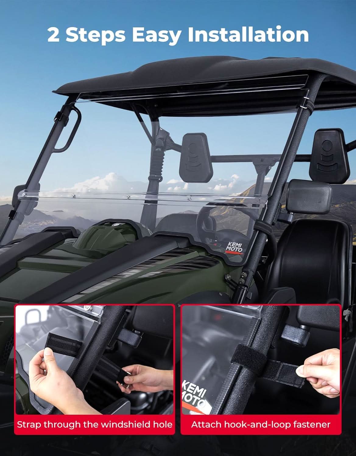 Kemimoto PC Front Windshield for Hisun Axis Coleman Massimo 500/700