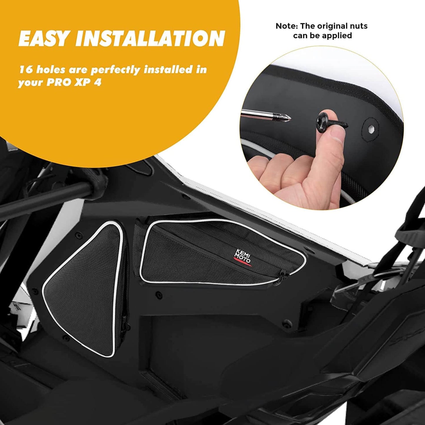 KEMIMOTO Door Bags for Polaris RZR PRO XP 4 Water‑Repellent