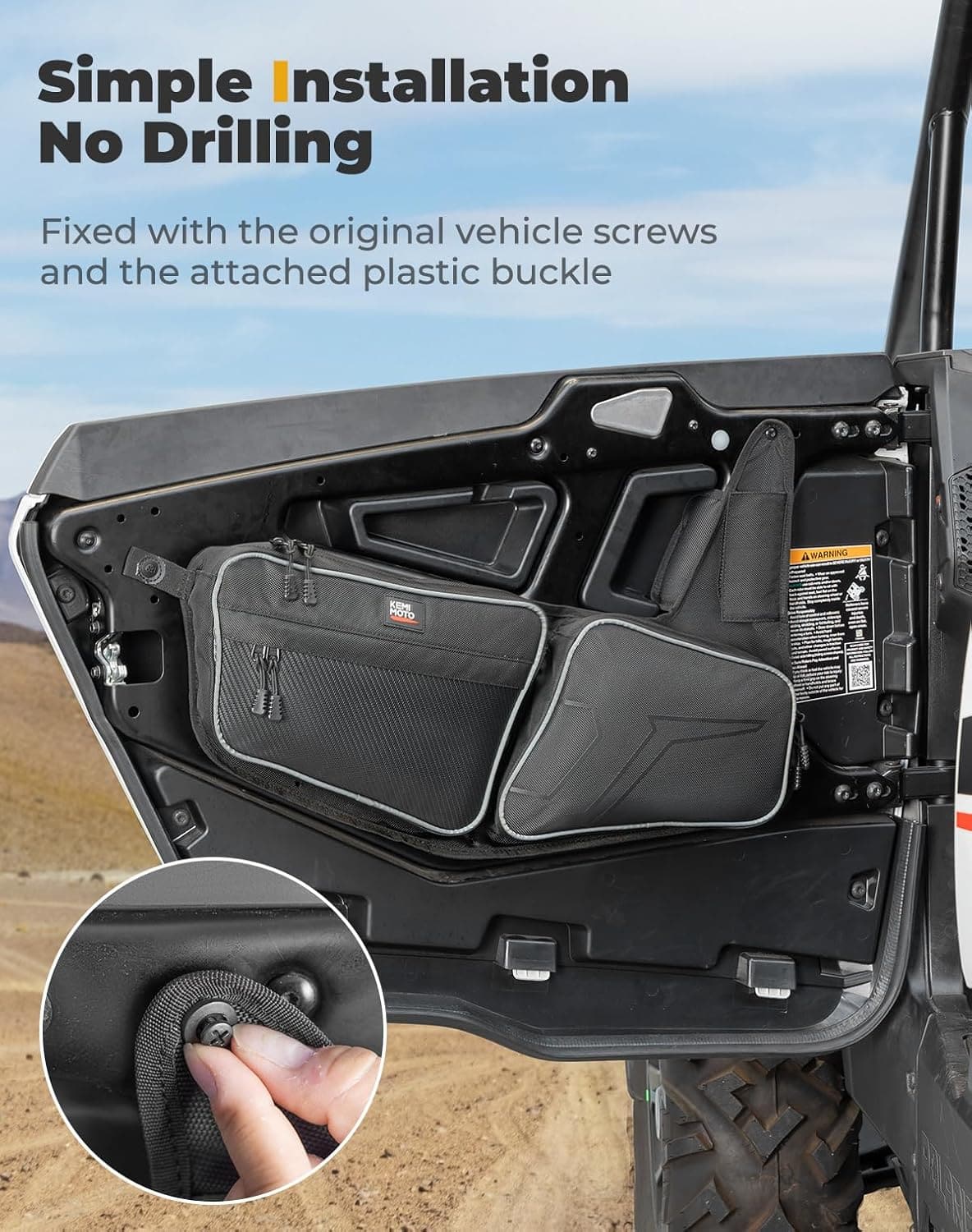 Kemimoto Front Door Bag for Polaris RZR XP 1000/4 Water‑Resistant