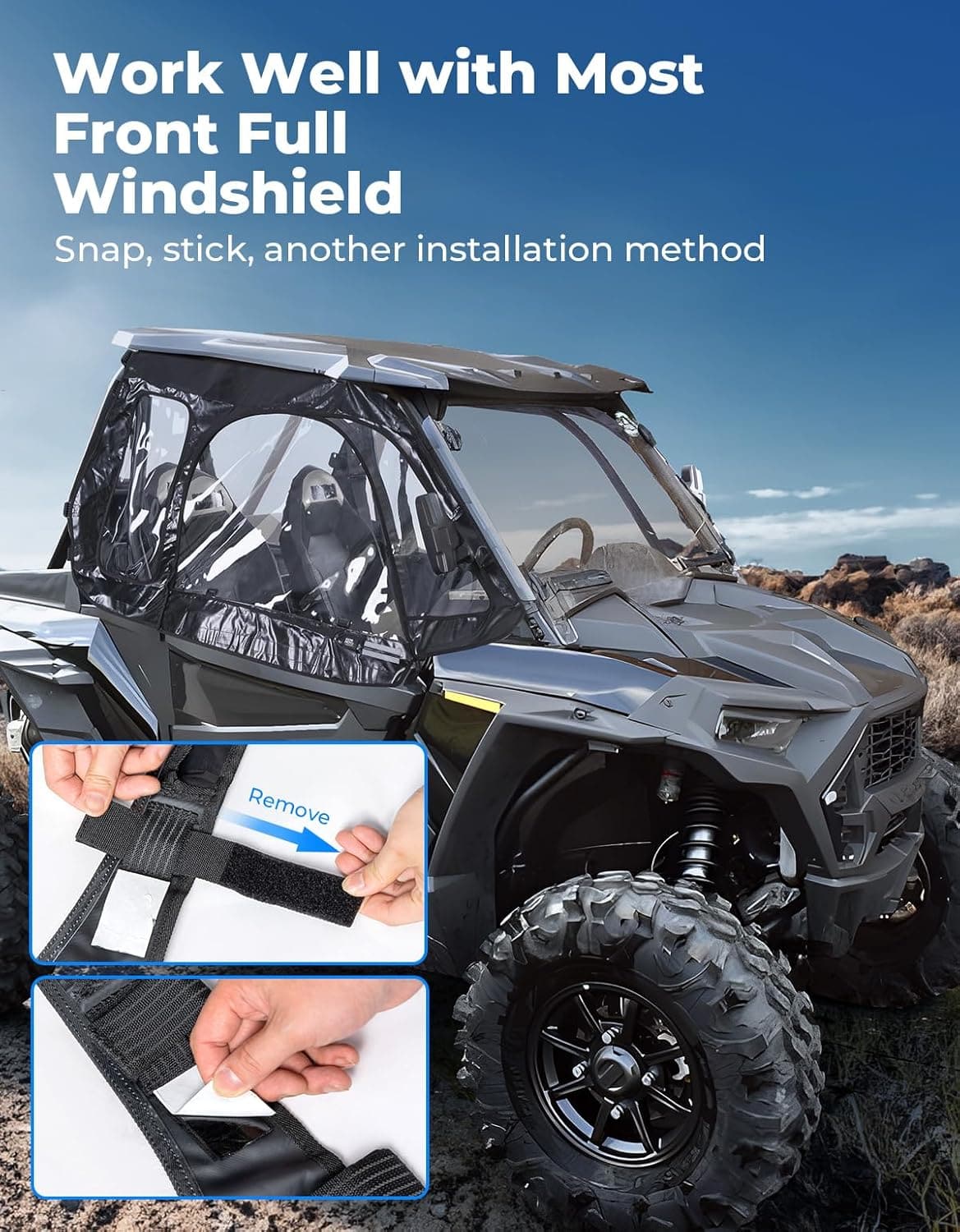 Kemimoto Upper Door Enclosure 3-Panel for Polaris RZR