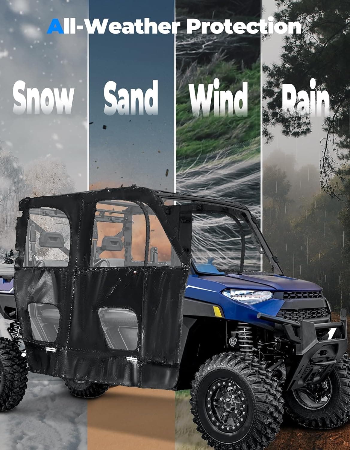 Kemimoto UTV Cab Enclosure for Polaris Ranger XP 1000 Crew