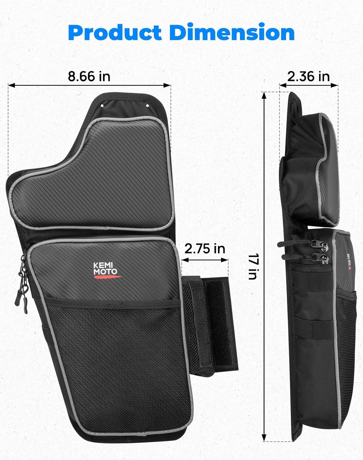 Kemimoto Lower Door Bags with Knee Pad for Polaris 2pcs