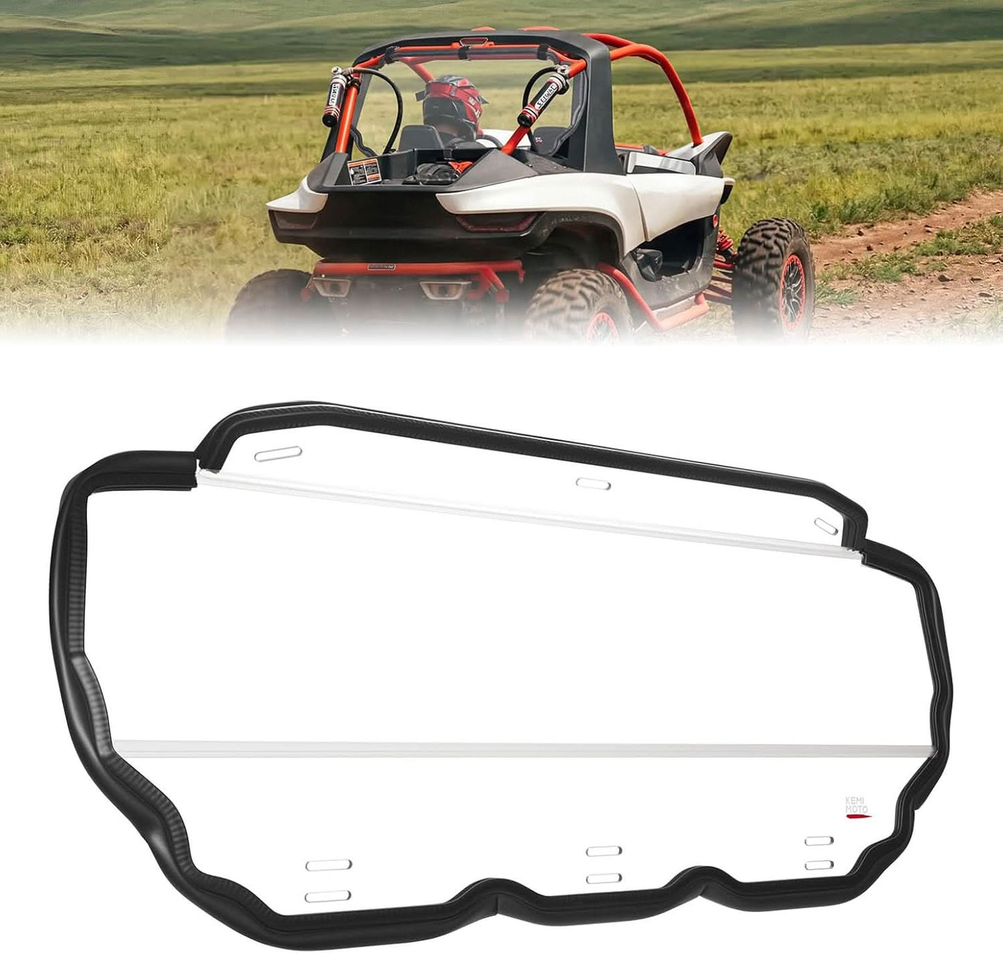 Kemimoto UTV Rear Windshield Ultra-Clear Shatter-Resistant for Segway Villain 2024+