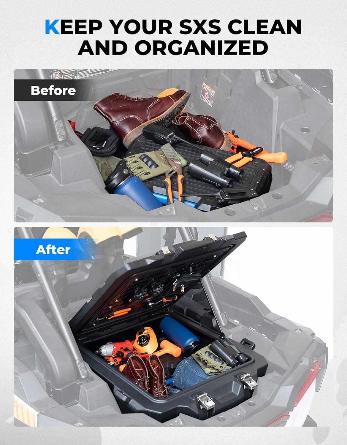Kemimoto 100L UTV Cargo Box for Polaris RZR XP1000/4