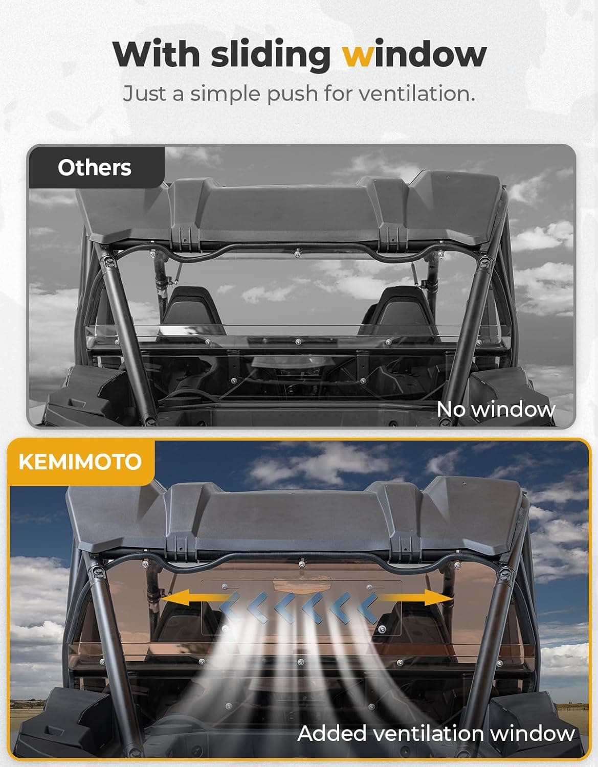 Kemimoto Tinted Rear Windshield for Polaris RZR XP 1000 2024-2025