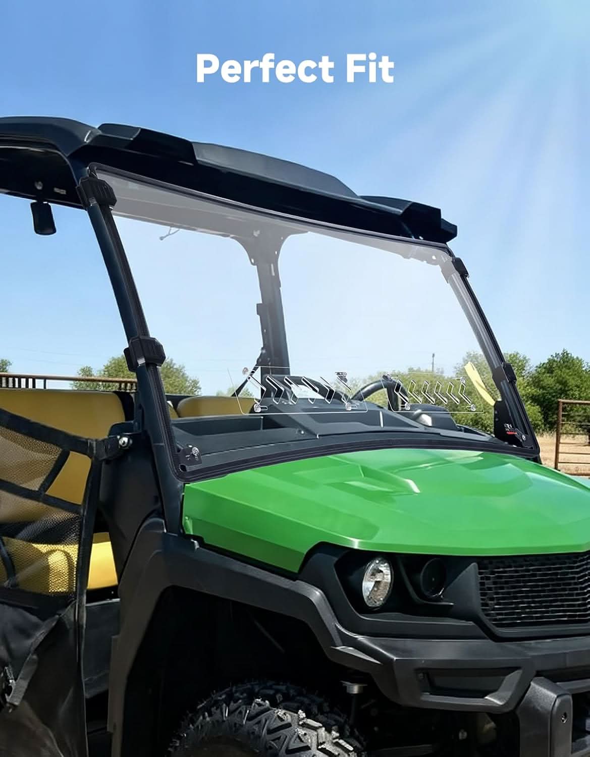 Kemimoto Front Vented Windshield, Hard-Coated for John Deere Gator XUV
