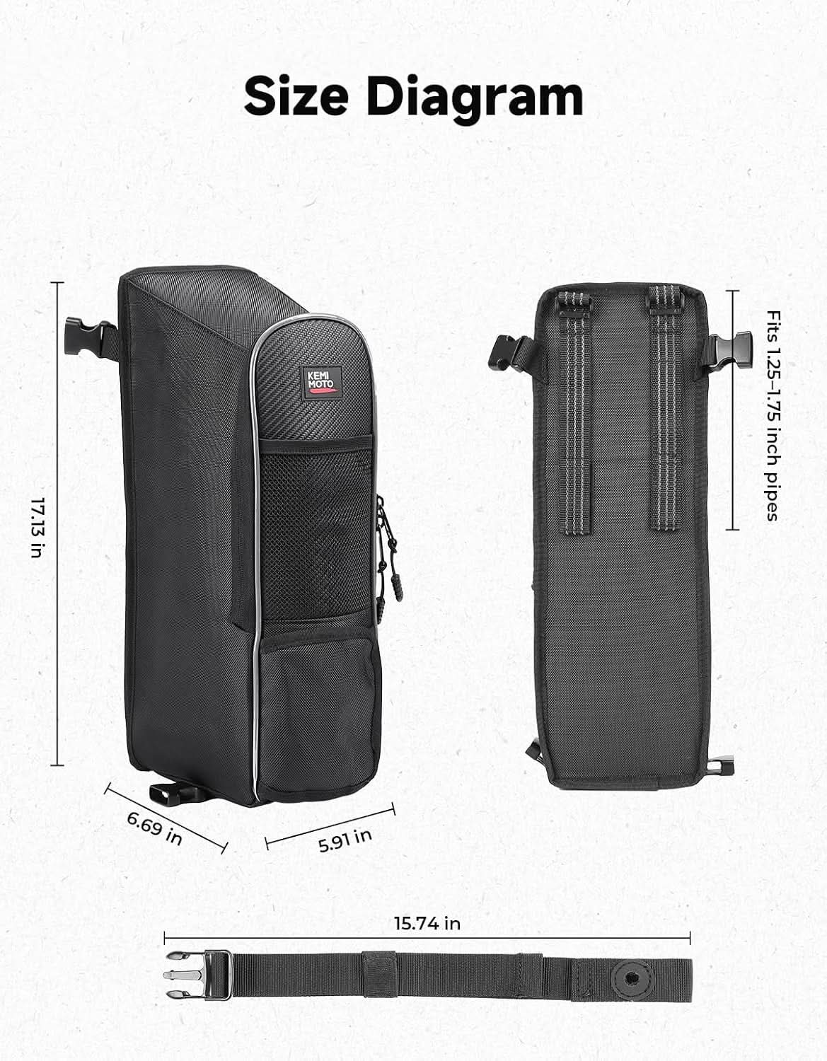 Kemimoto UTV Center Seat Storage Bag 10L For Polaris RZR