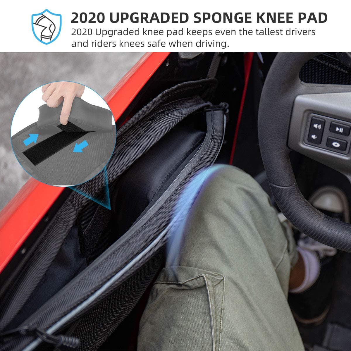 Kemimoto Front Door Bag Removable Knee Pad for RZR XP