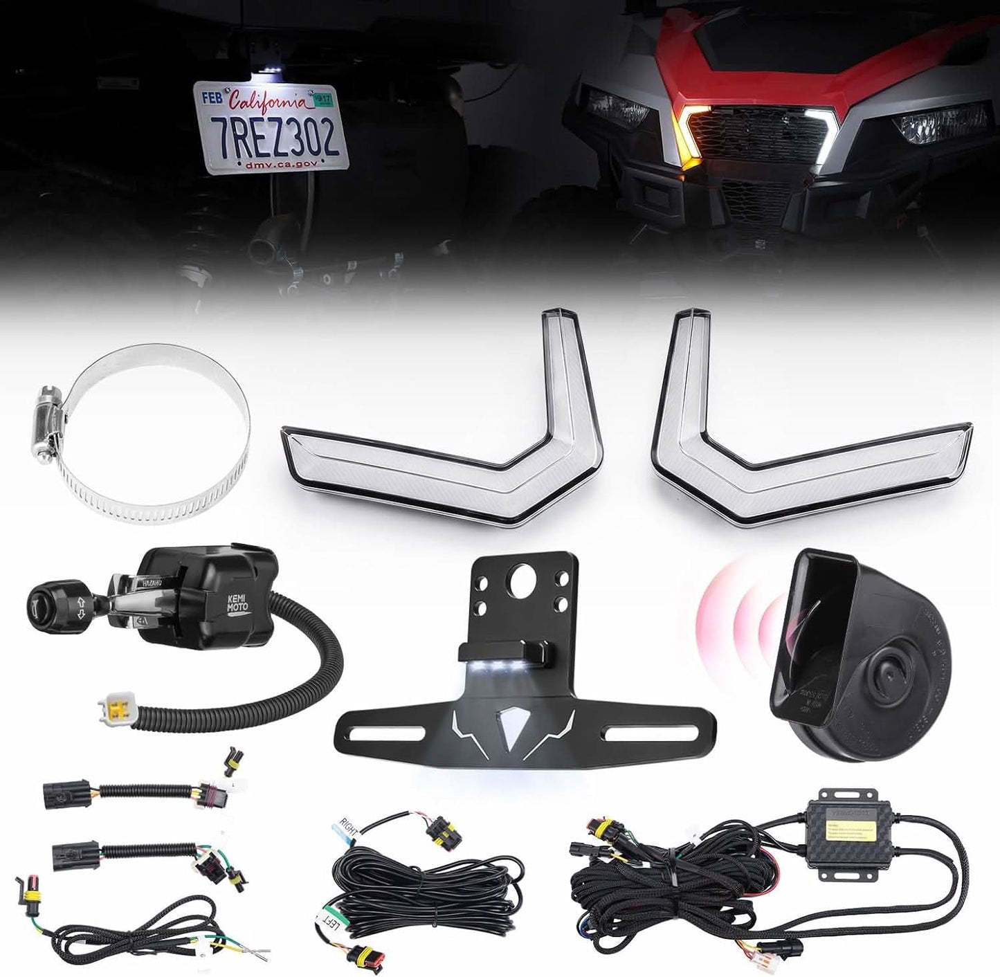 Kemimoto Turn Signal Kit with Horn for Polaris 1000/XP 2016‑2026