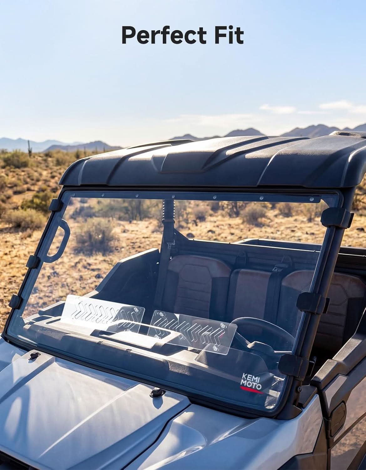 Kemimoto UTV Scratch-Resistant Polycarbonate Front Windshield for Kawasaki Ridge