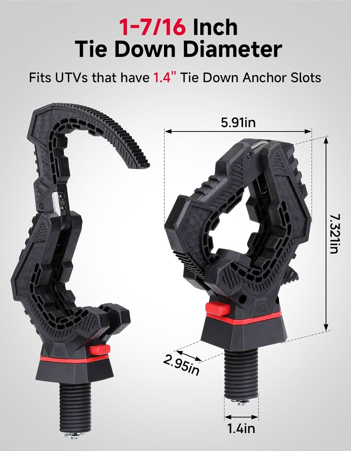 Kemimoto Ratcheting UTV Hunting Tool Rack for Polaris Ranger