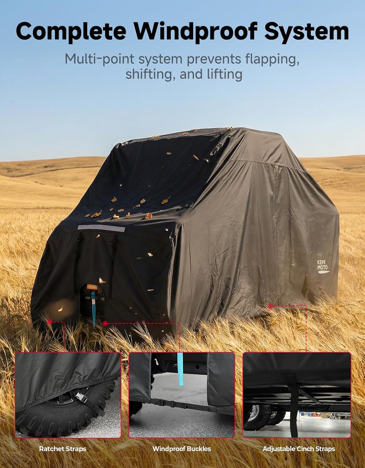 Kemimoto Heavy-Duty Waterproof UTV Cover 2 Seater