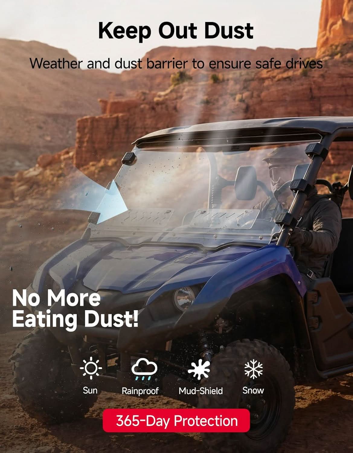 Kemimoto Sliding Vented Windshield for Yamaha Viking VI UTV