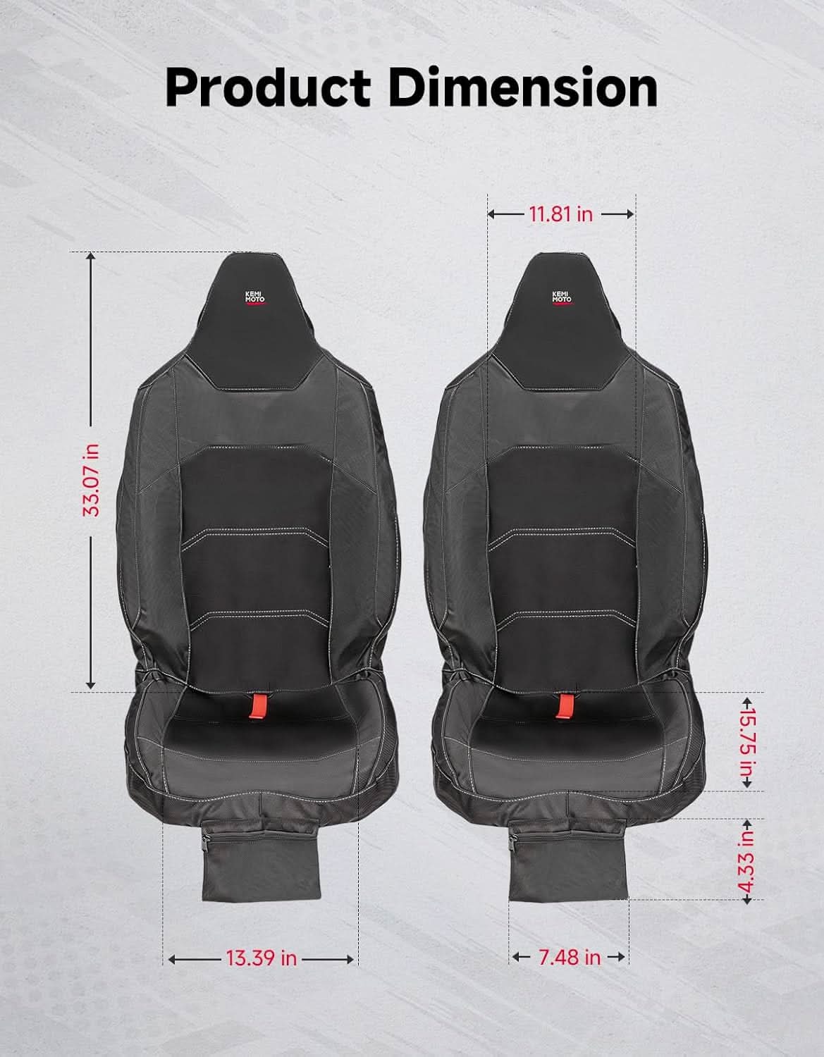 Kemimoto Seat Covers for Polaris RZR XP 1000 2 Pack