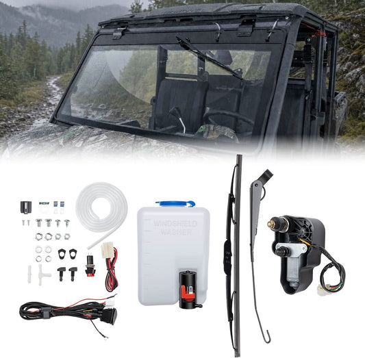 12V Electric Wiper Motor Kit with Washer Bottle For RZR, Ranger,Can-Am,Pioneer