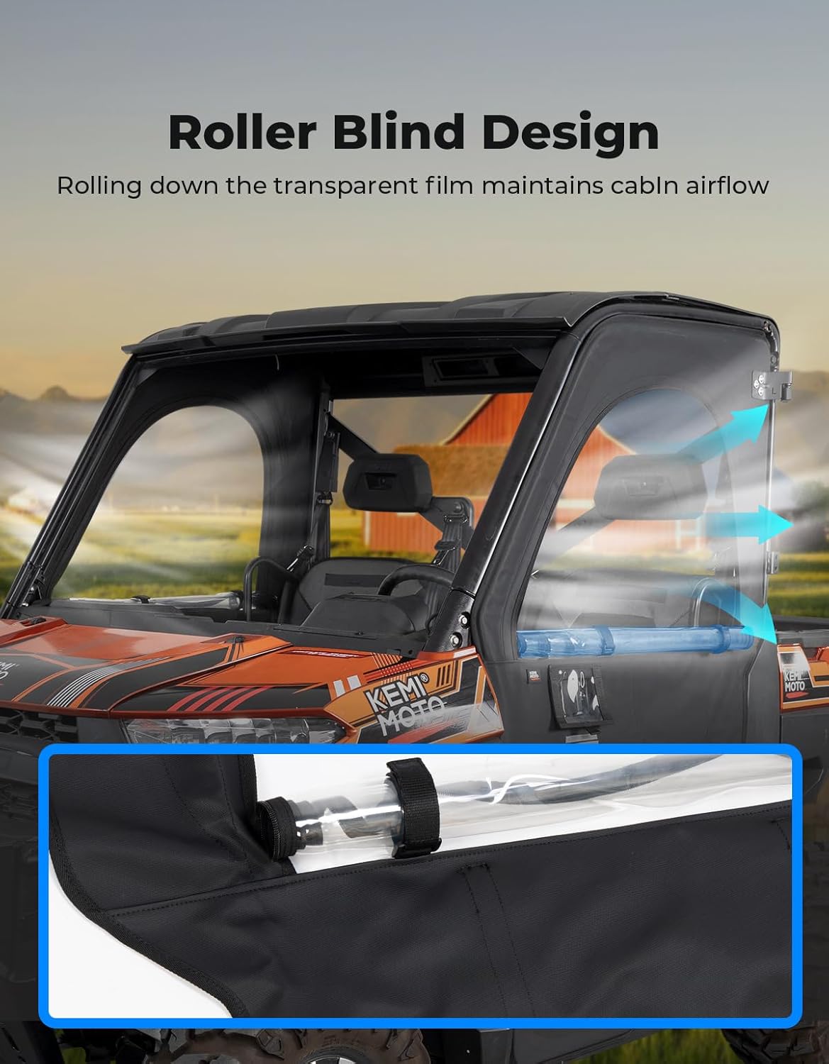 Kemimoto Doors with Steel Frame for Polaris Ranger 1000/XP 1000