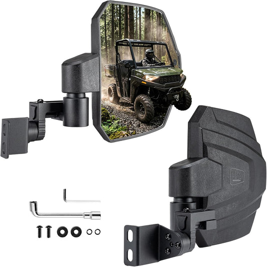 Kemimoto UTV Side View Mirrors Telescopic Bracket for Polaris Ranger