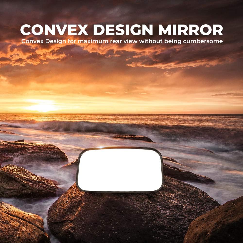 Kemimoto Side View Mirrors Shatterproof Convex Glass 1.5‑2" Roll Cage