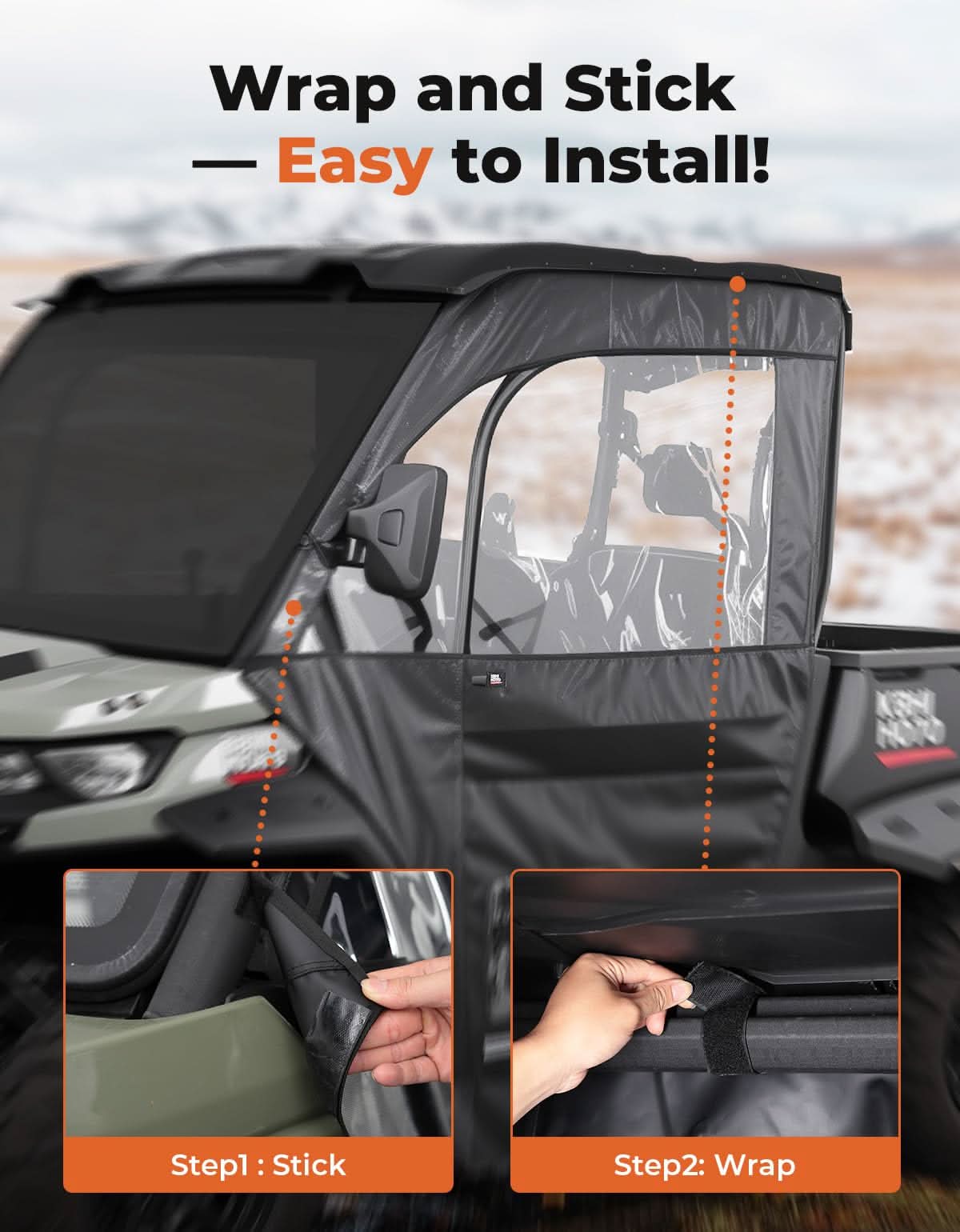 Kemimoto Full Soft Doors for Can‑Am Defender With Mirror Slots