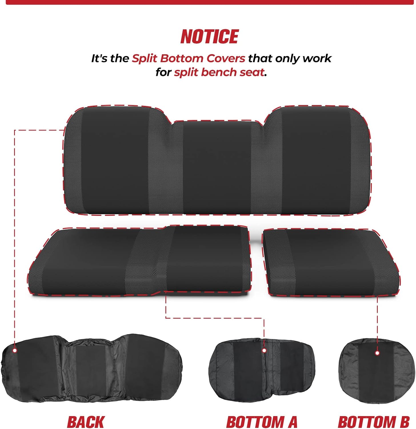 Kemimoto Waterproof Seat Cover Set for Polaris Ranger XP 1000