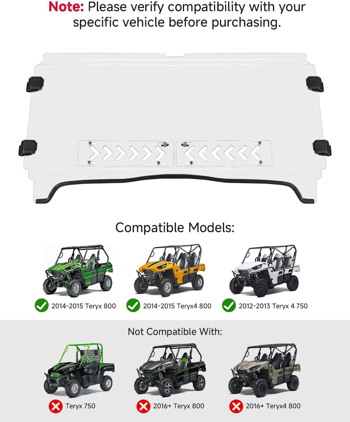 Kemimoto Vented Front Windshield for Kawasaki Teryx 2012-2015