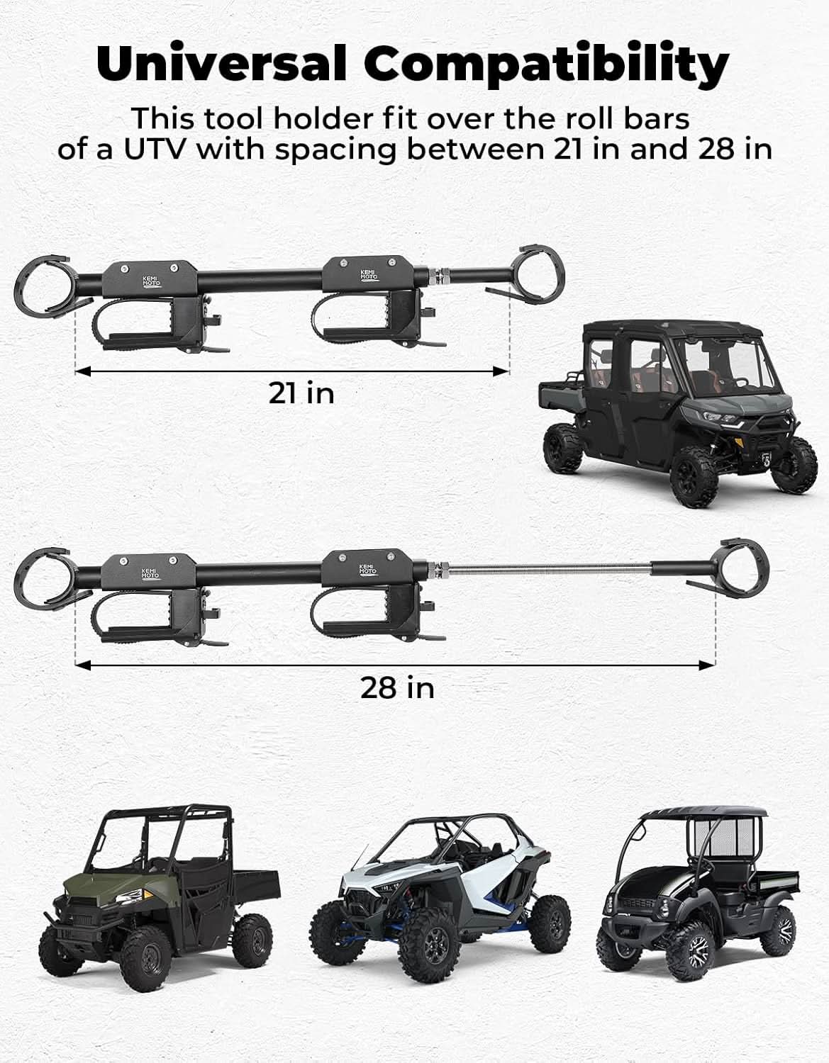 Kemimoto UTV Overhead Hunting Tool Holder Rack for Polaris Ranger